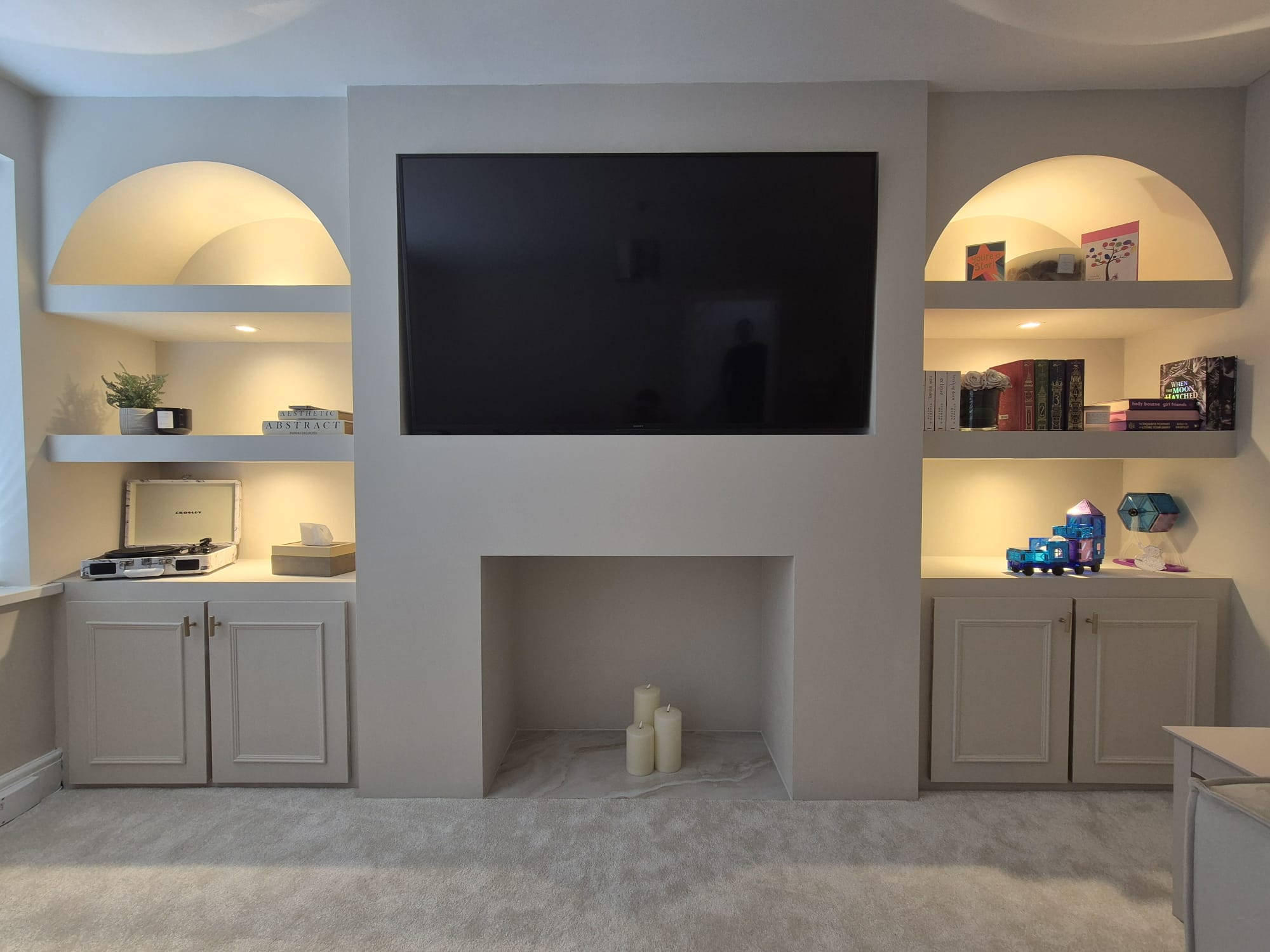Arched Alcoves custom media wall installation